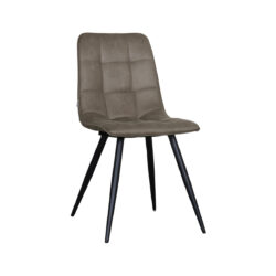 LABEL51 Eetkamerstoel Bistro - Taupe - Micro Suede - Zwart Metaal
