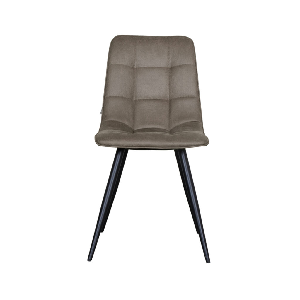 LABEL51 Eetkamerstoel Bistro - Taupe - Micro Suede - Zwart Metaal