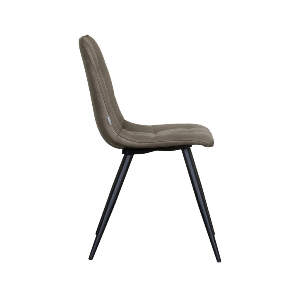 LABEL51 Eetkamerstoel Bistro - Taupe - Micro Suede - Zwart Metaal