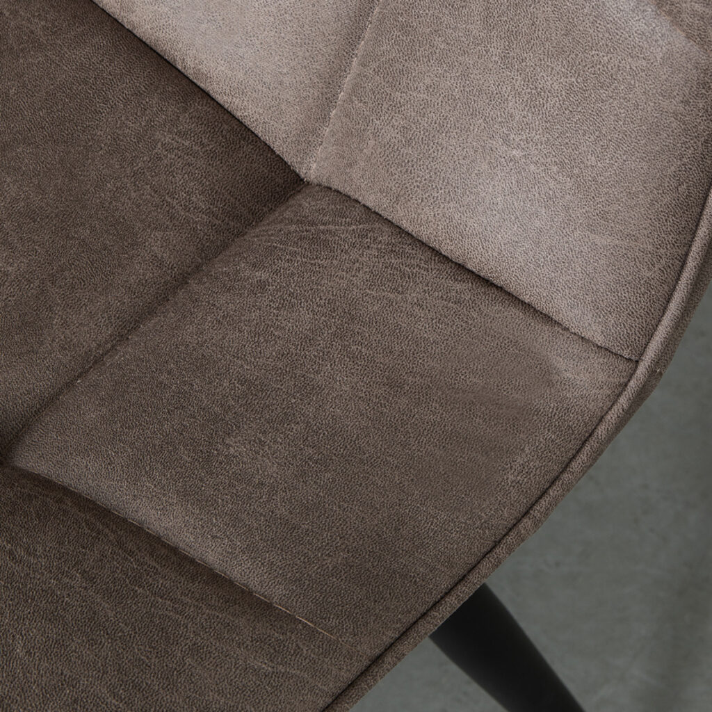 LABEL51 Eetkamerstoel Bistro - Taupe - Micro Suede - Zwart Metaal