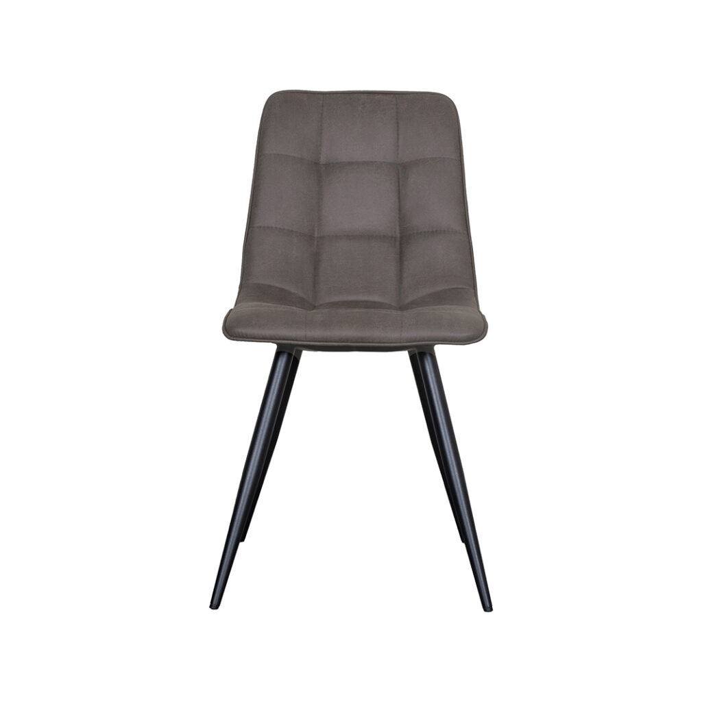 LABEL51 Eetkamerstoel Bistro - Antraciet - Micro Suede - Zwart Metaal