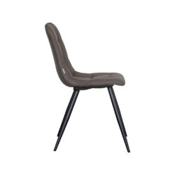 LABEL51 Eetkamerstoel Bistro - Antraciet - Micro Suede - Zwart Metaal