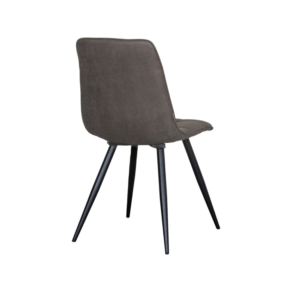 LABEL51 Eetkamerstoel Bistro - Antraciet - Micro Suede - Zwart Metaal