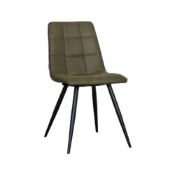LABEL51 Eetkamerstoel Bistro - Moss - Micro Suede - Zwart Metaal