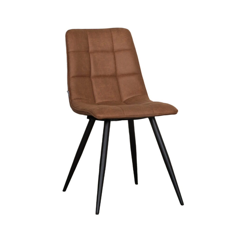 LABEL51 Eetkamerstoel Bistro - Cognac - Micro Suede - Zwart Metaal