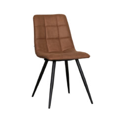 LABEL51 Eetkamerstoel Bistro - Cognac - Micro Suede - Zwart Metaal