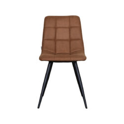 LABEL51 Eetkamerstoel Bistro - Cognac - Micro Suede - Zwart Metaal