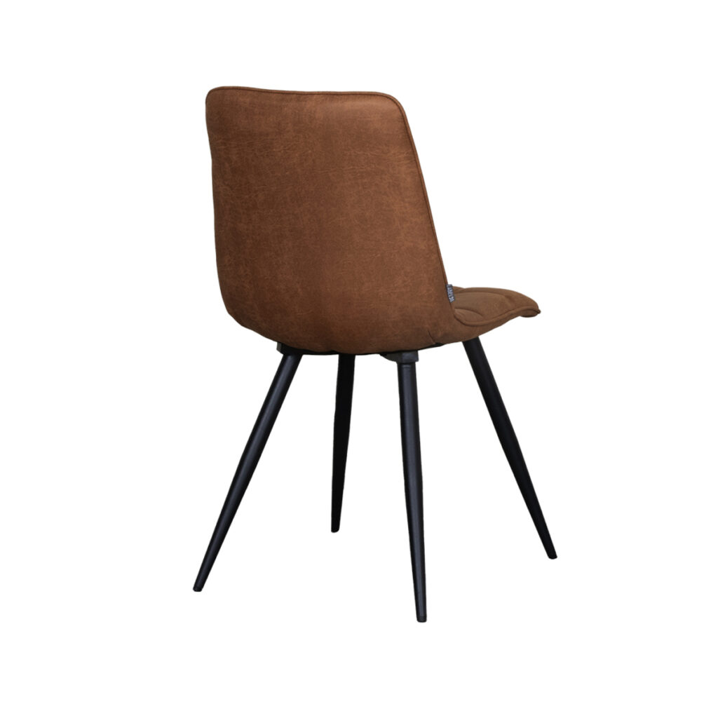 LABEL51 Eetkamerstoel Bistro - Cognac - Micro Suede - Zwart Metaal