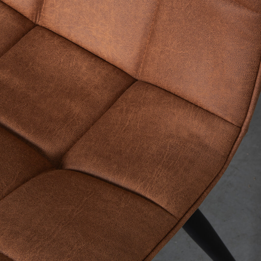 LABEL51 Eetkamerstoel Bistro - Cognac - Micro Suede - Zwart Metaal