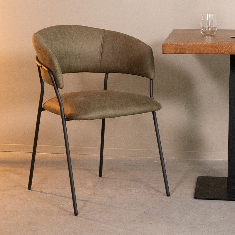 pro_93126_img_9395109 LABEL51 Eetkamerstoel Luuk - Moss - Micro Suede - Zwart Metaal
