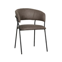 LABEL51 Eetkamerstoel Luuk - Taupe - Micro Suede - Zwart Metaal
