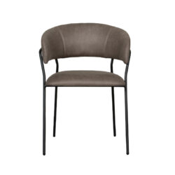 LABEL51 Eetkamerstoel Luuk - Taupe - Micro Suede - Zwart Metaal