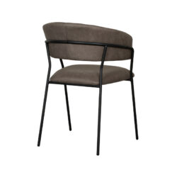 LABEL51 Eetkamerstoel Luuk - Taupe - Micro Suede - Zwart Metaal