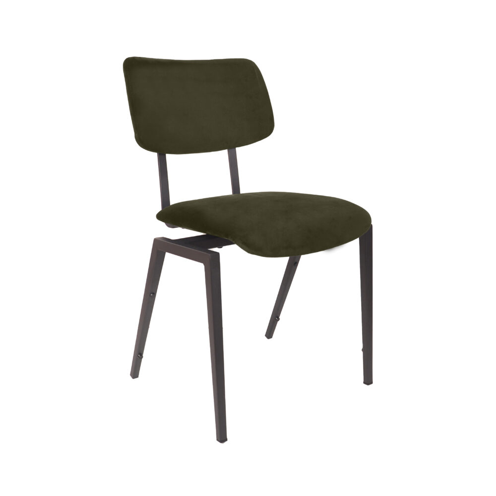 LABEL51 Eetkamerstoel Stapelbaar - Hunter - Fluweel - Zwart Metalen Frame