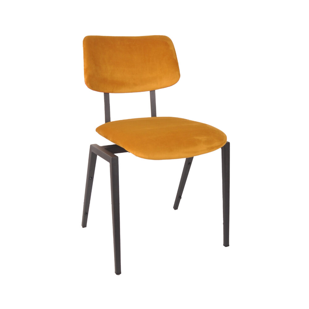 LABEL51 Eetkamerstoel Stapelbaar - Oker - Fluweel - Zwart Metalen Frame