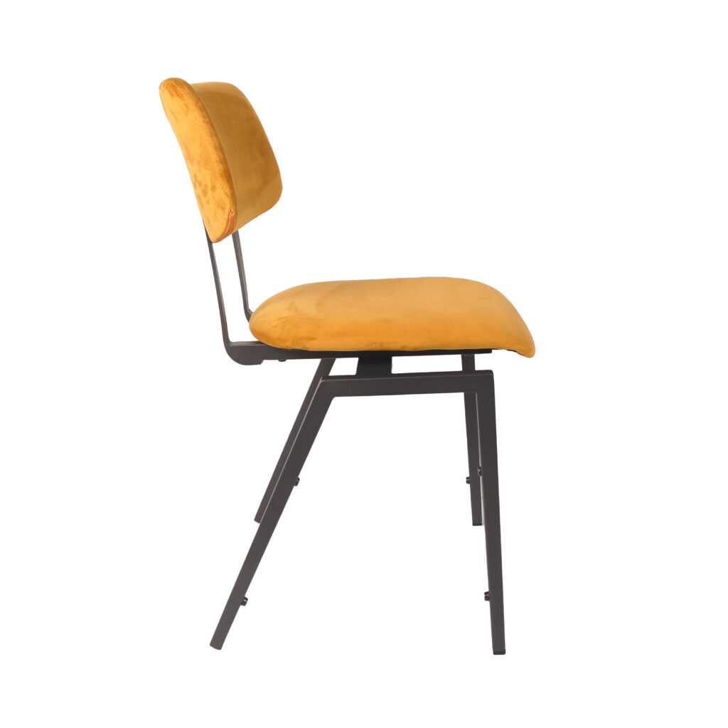 LABEL51 Eetkamerstoel Stapelbaar - Oker - Fluweel - Zwart Metalen Frame