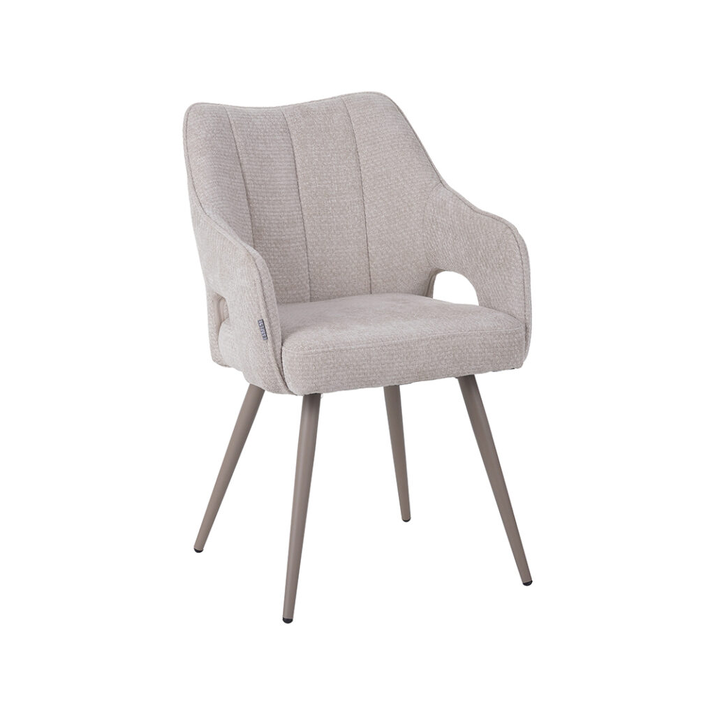 LABEL51 Eetkamerstoel Stan - Naturel - Elite - Taupe Metaal