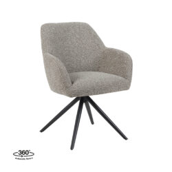 LABEL51 Eetkamerstoel Sayuri - Mushroom - Royal Boucle - Zwart Metaal