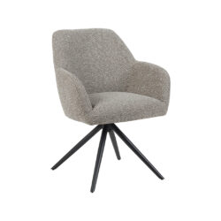 LABEL51 Eetkamerstoel Sayuri - Mushroom - Royal Boucle - Zwart Metaal