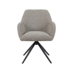 LABEL51 Eetkamerstoel Sayuri - Mushroom - Royal Boucle - Zwart Metaal