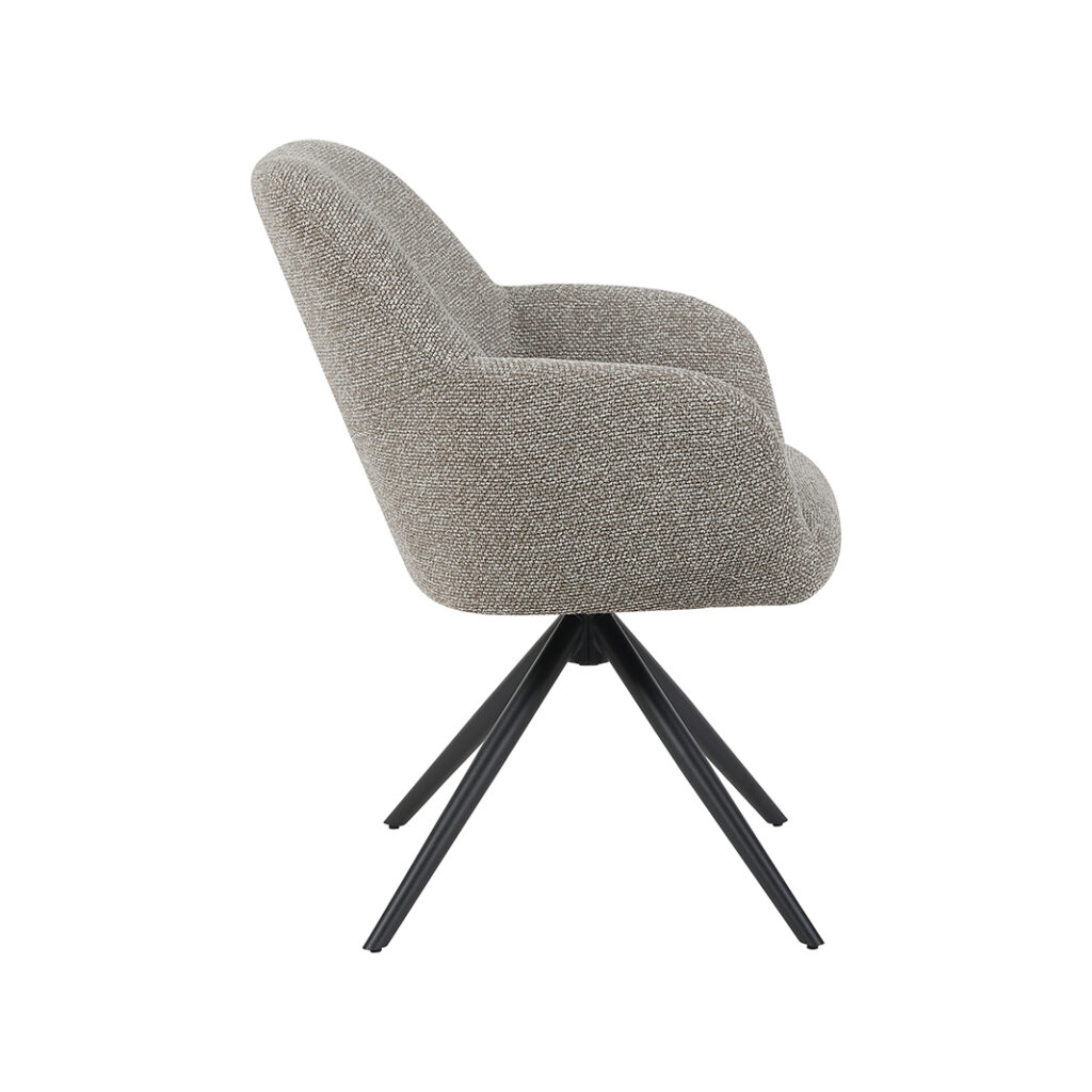 LABEL51 Eetkamerstoel Sayuri - Mushroom - Royal Boucle - Zwart Metaal