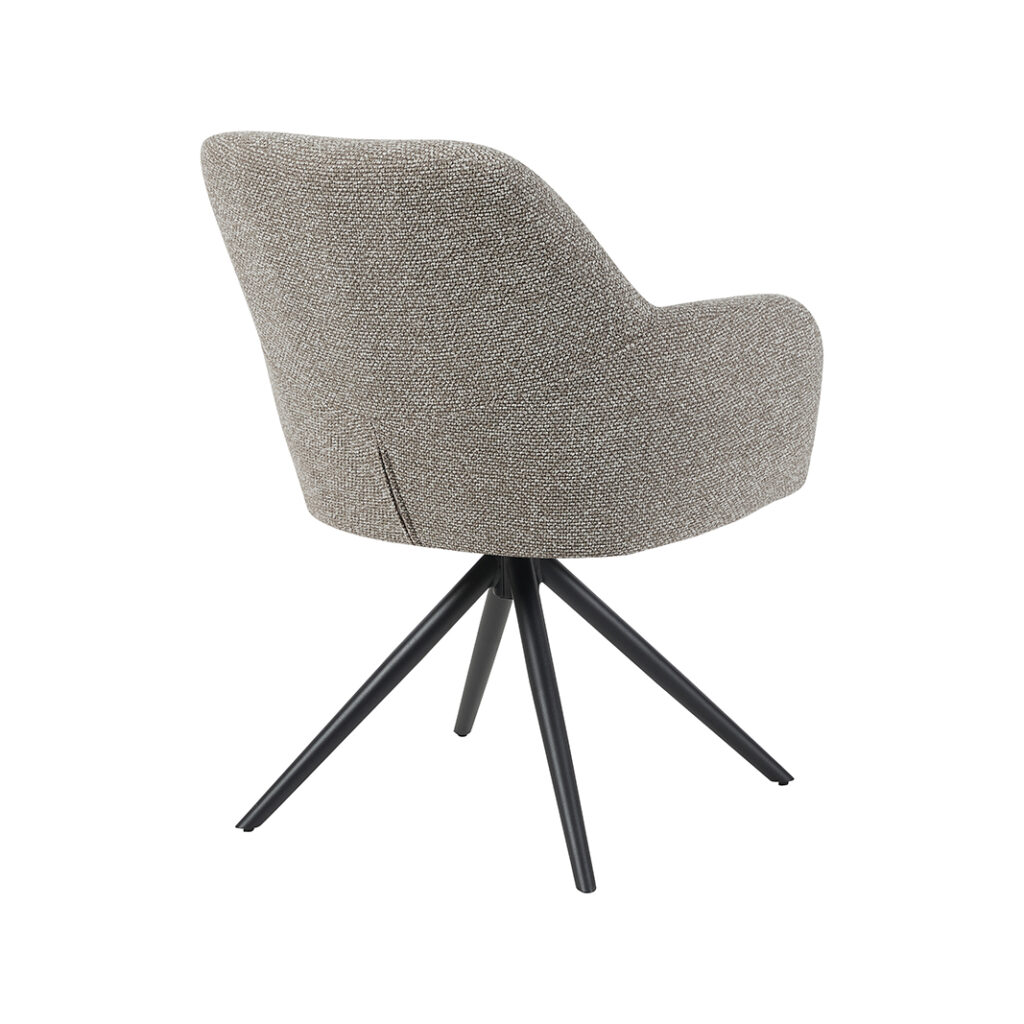LABEL51 Eetkamerstoel Sayuri - Mushroom - Royal Boucle - Zwart Metaal