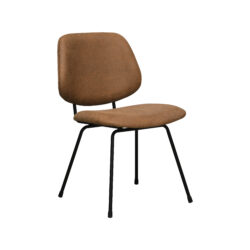 LABEL51 Eetkamerstoel Bello - Cognac - Micro Suede - Zwart Metaal