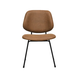 LABEL51 Eetkamerstoel Bello - Cognac - Micro Suede - Zwart Metaal