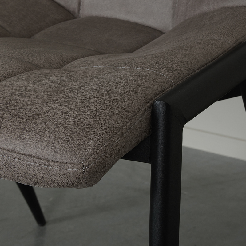 LABEL51 Eetkamerstoel Noor - Taupe - Micro Suede - Zwart Metaal