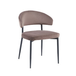 LABEL51 Eetkamerstoel Bliss - Taupe - Fluweel - Zwart Metaal