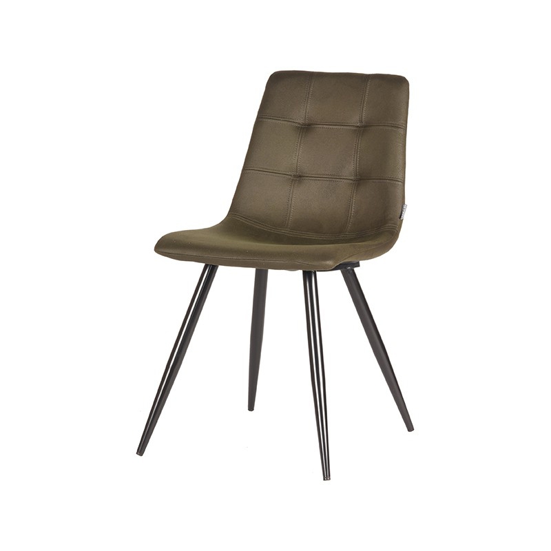 LABEL51 Eetkamerstoel Jay - Army - Microvezel - Zwart Metaal