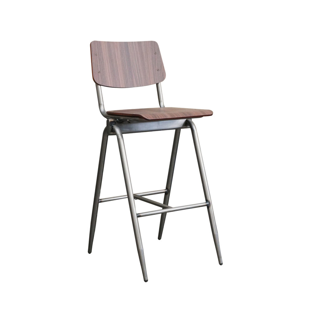 LABEL51 Barkruk Solid - Donkerbruin - Hout - Hoog